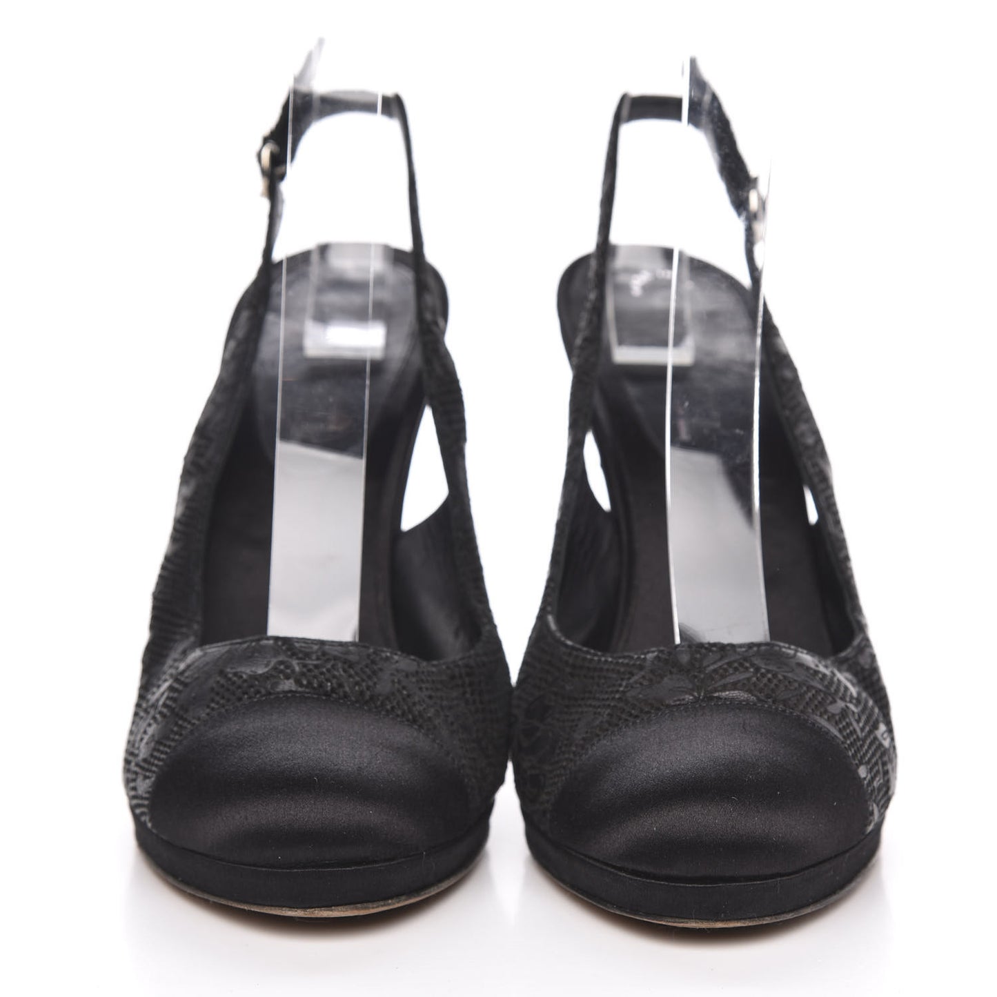 Lace Cap Toe CC Slingback Pumps 40 Black