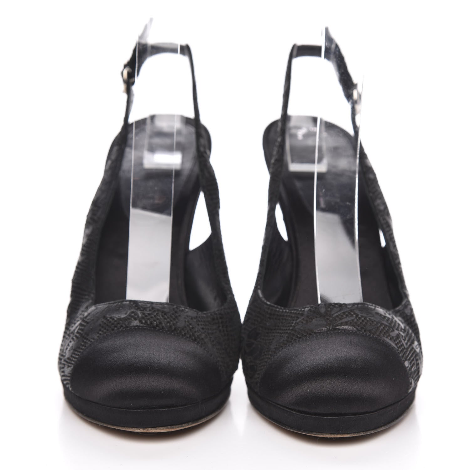 Chanel Lace Cap Toe CC Slingback Pumps 40 Black 2 of 10