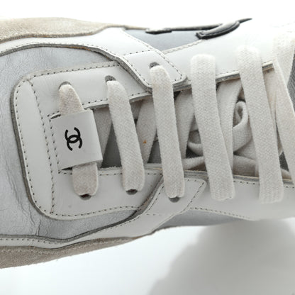Chanel Nylon Calfskin Suede CC Womens Sneakers 37 White Orange 13 of 25