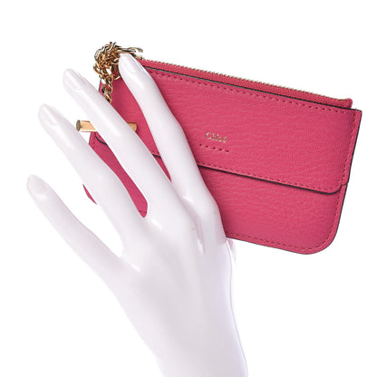 Chloe Grained Calfskin Drew Card Holder Fuchsia Rose 2 of 6