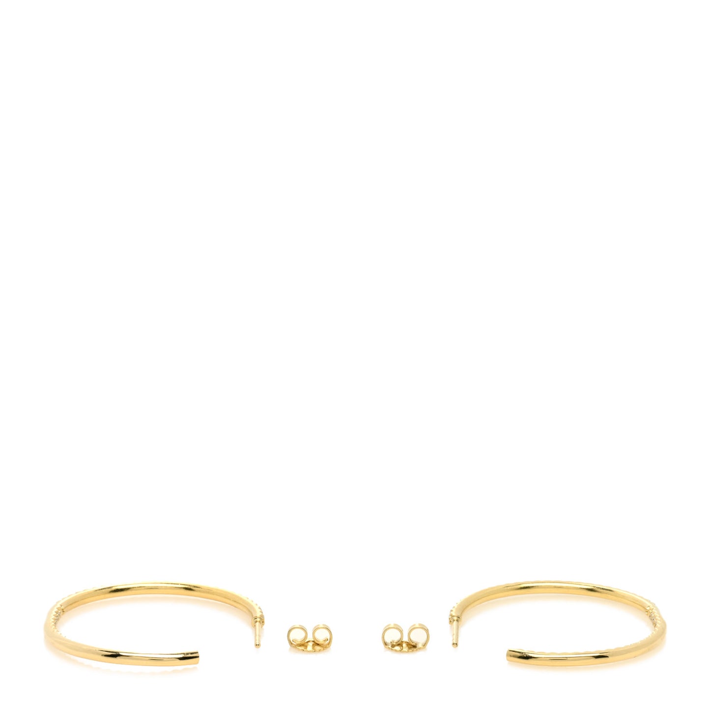 18K Yellow Gold Diamond .98ctw Micro Pave Hoop Earrings
