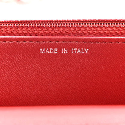 Chanel Lambskin Camellia Embossed Wallet On Chain WOC Red 7 of 12