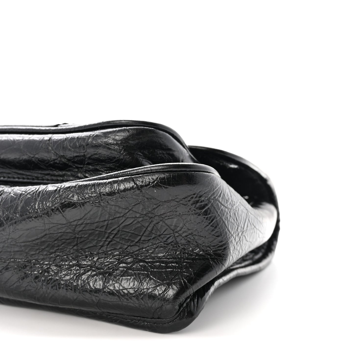 Crinkled Calfskin Matelasse Monogram Baby Niki Chain Satchel Black