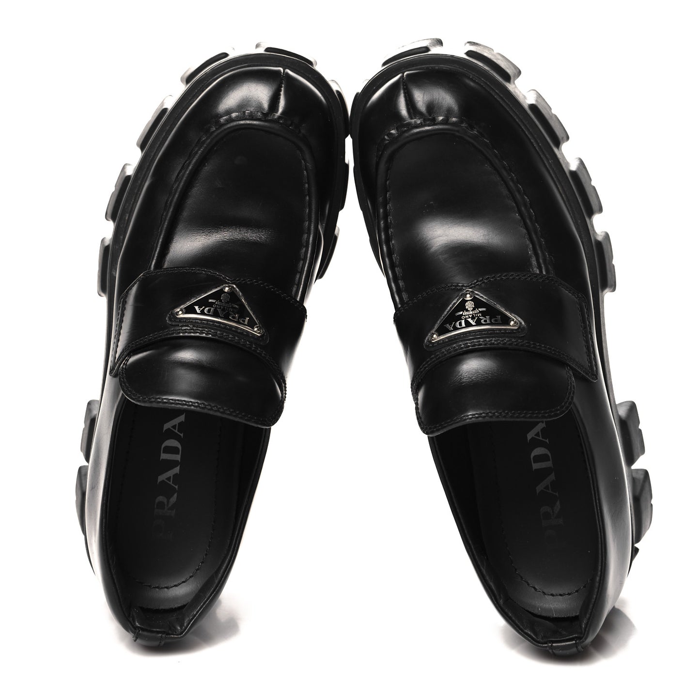 Spazzolato Triangle Logo Monolith Pointy 55mm Loafers 38.5 Black