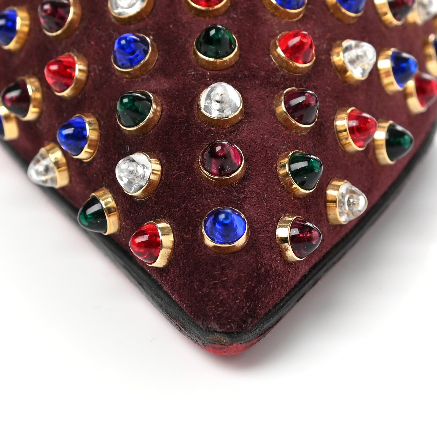 Christian Louboutin Veau Velours Specchio Follies Cabo 100 Pumps 39 Lie De Vin Multi Gold 11 of 11