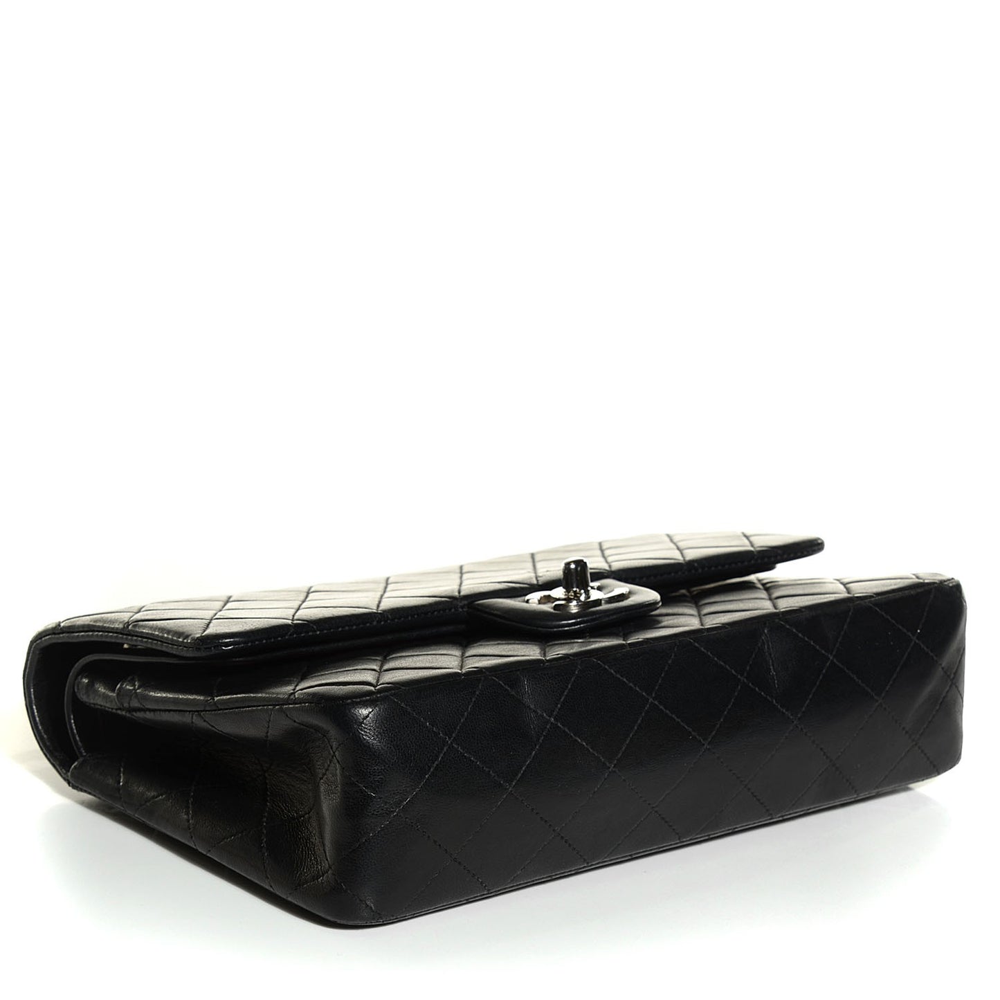 Lambskin Quilted Medium Double Flap Black