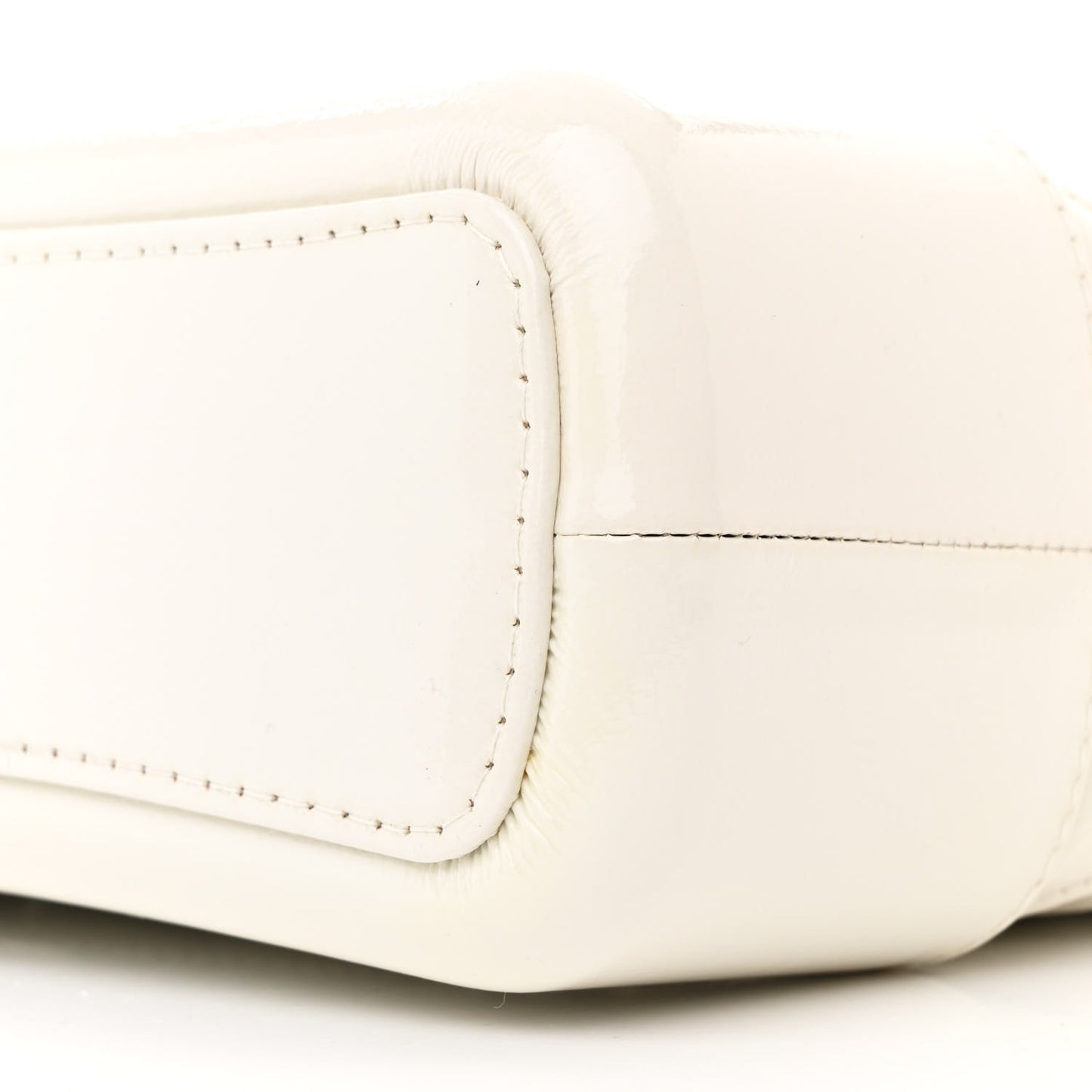 Patent Goatskin Quilted Medium Gabrielle Hobo White