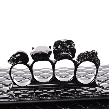 Alexander McQueen Patent Quilted Small Jeweled Knuckle Satchel Black 10 of 11