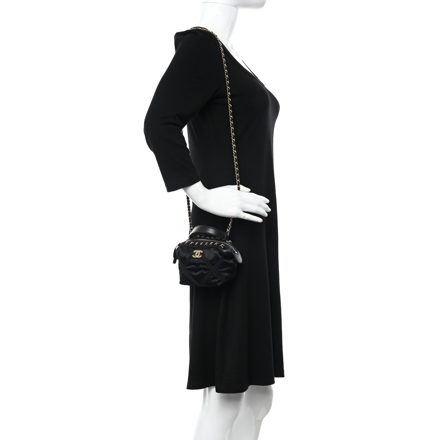 Chanel Nylon Grosgrain Quilted Lifestyle Clutch with Chain Black 2 of 11
