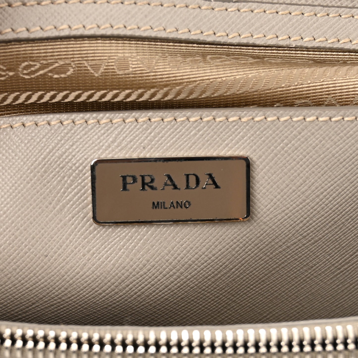 Saffiano Lux Studded Crystal Medium Galleria Double Zip Tote Pomice