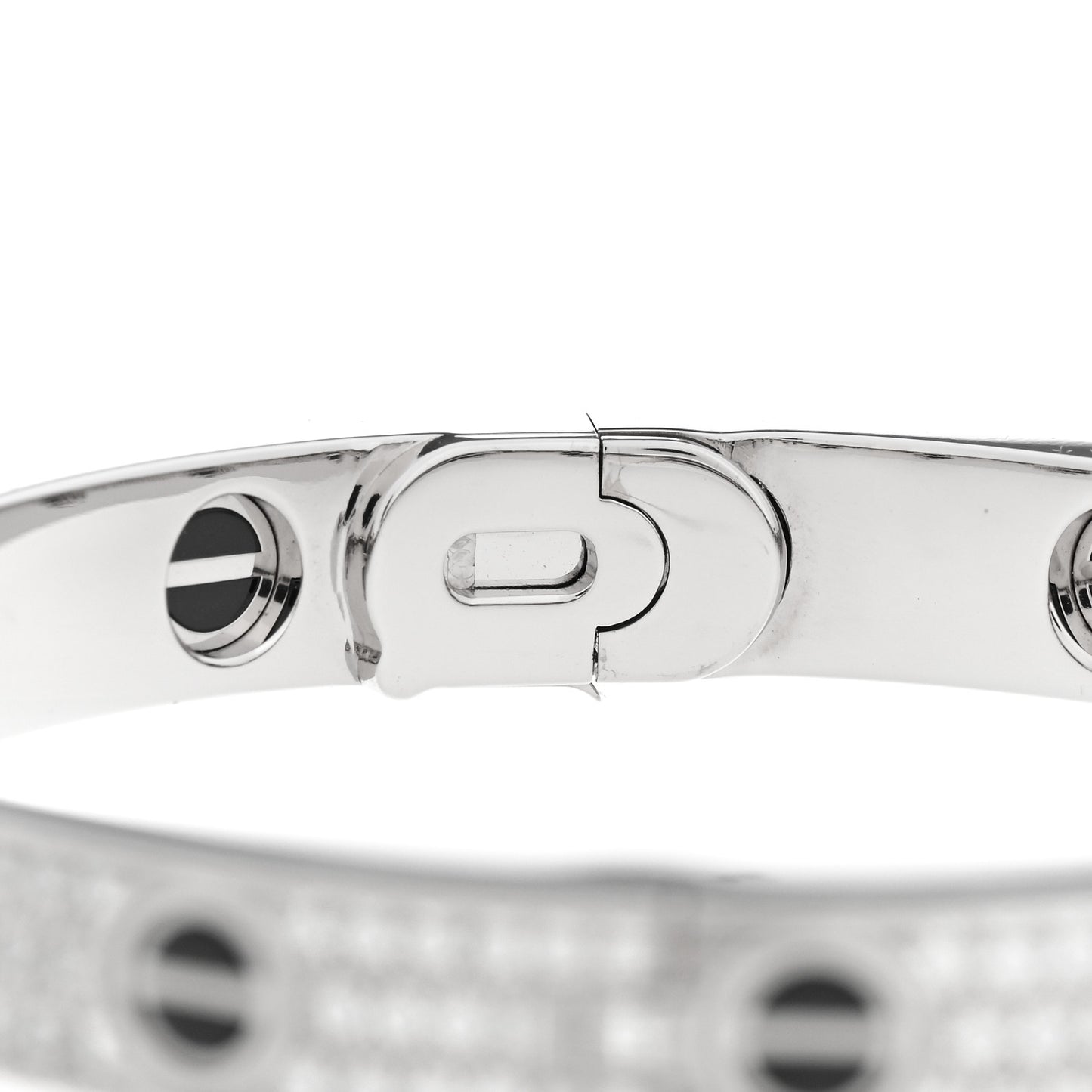 18K White Gold Diamond Ceramic LOVE Paved Bracelet 16