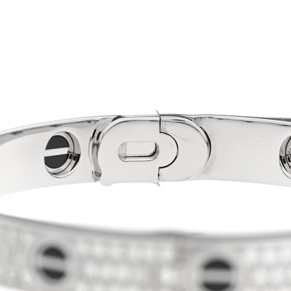 Cartier 18K White Gold Diamond Ceramic LOVE Paved Bracelet 16 6 of 7