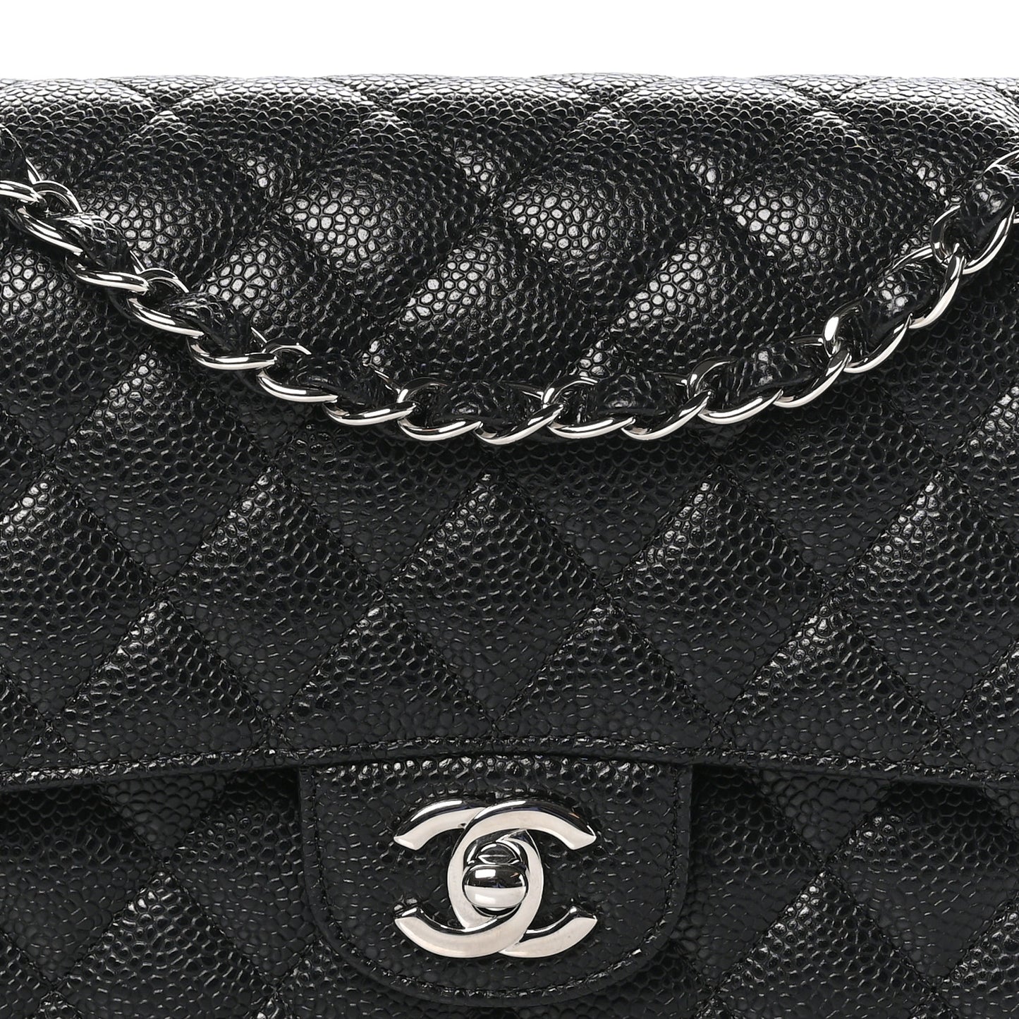 Caviar Quilted Medium Double Flap Black