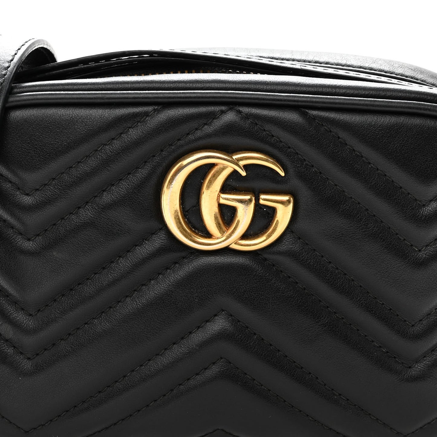 Calfskin Matelasse Mini GG Marmont Chain Shoulder Bag Black