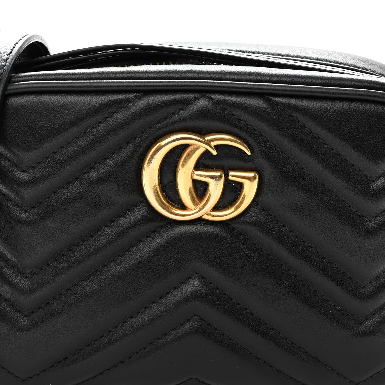 Gucci Calfskin Matelasse Mini GG Marmont Chain Shoulder Bag Black 8 of 10