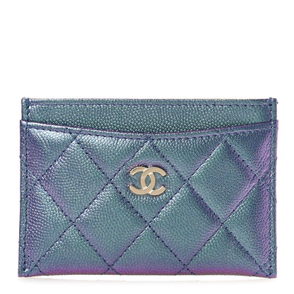 Chanel Iridescent Caviar Quilted Card Holder Dark Blue 1 of 9