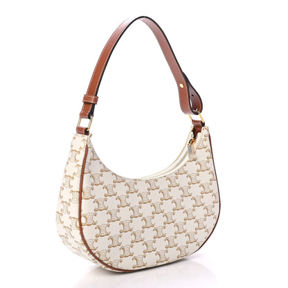Celine Canvas Calfskin Ava Triomphe Shoulder Bag White 2 of 4