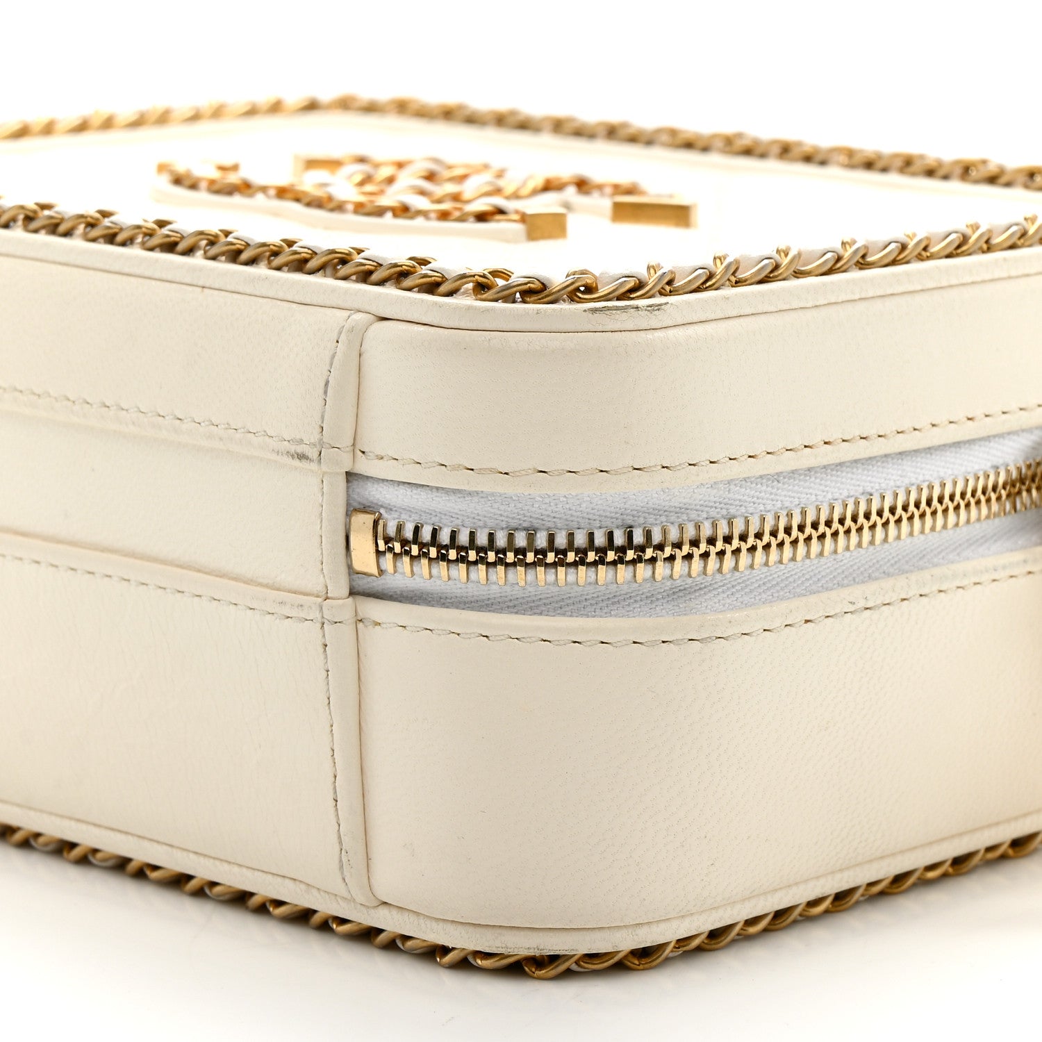 Chanel Goatskin Quilted Small CC Filigree Vanity Case White 10 of 15