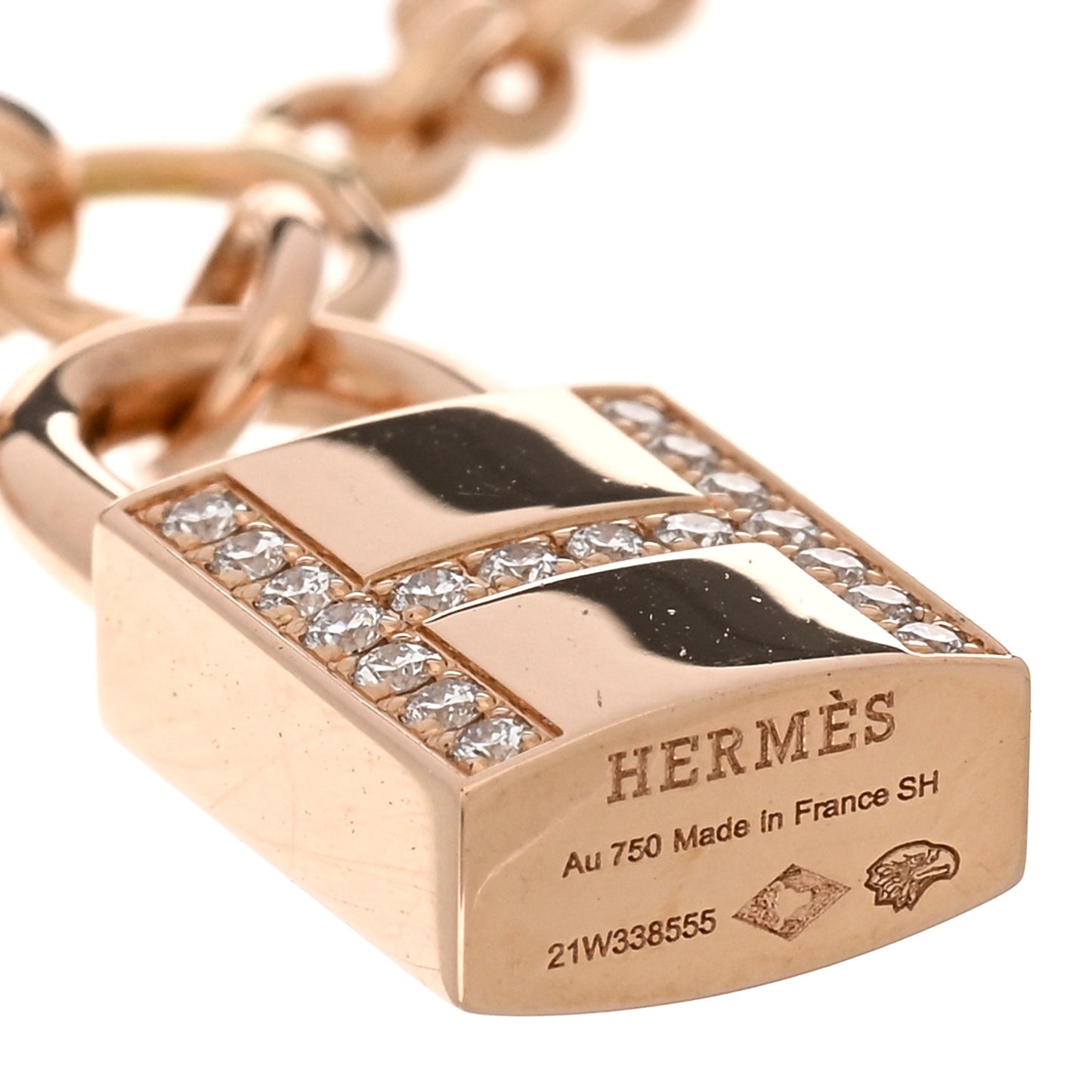 18K Rose Gold Diamond Amulettes Cadenas Bracelet SH