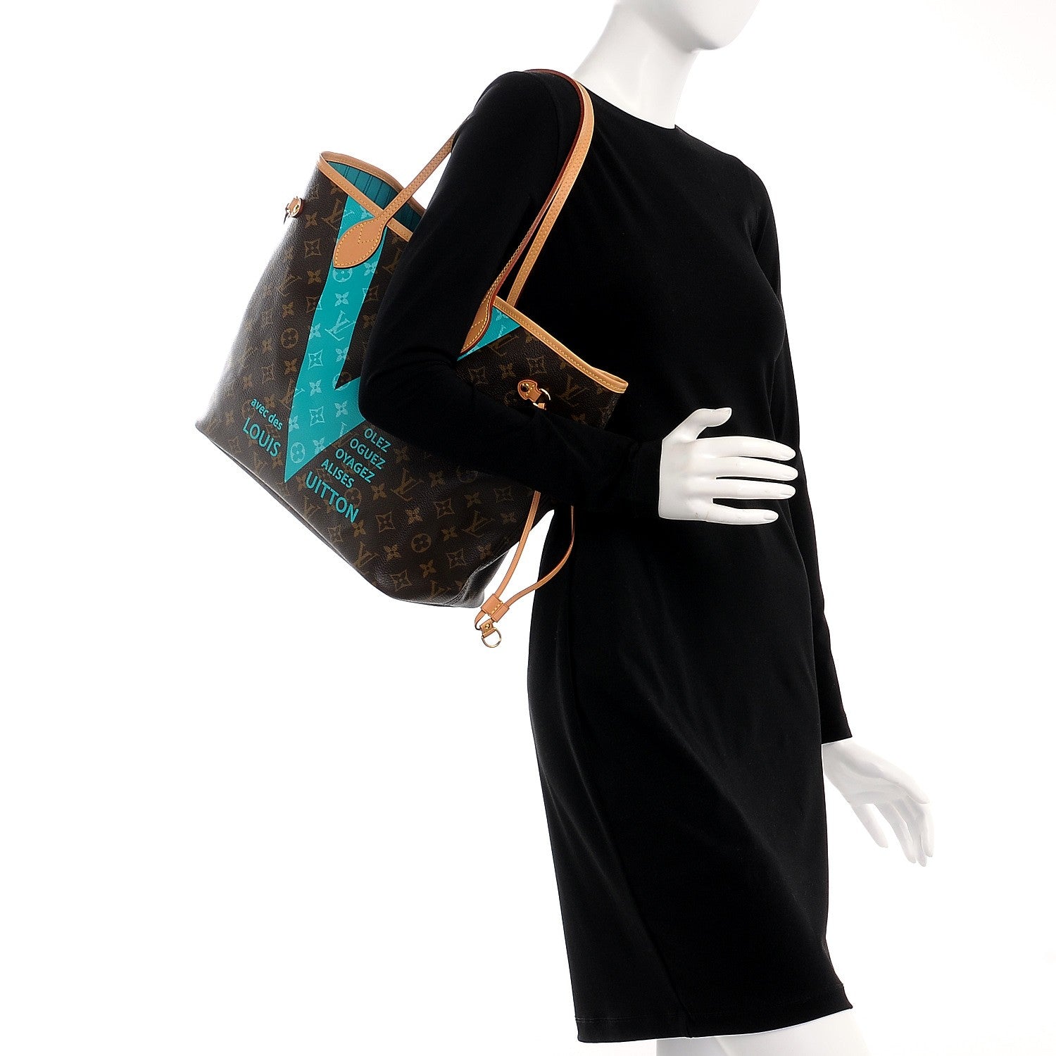 Louis Vuitton Monogram V Neverfull MM Turquoise 3 of 17