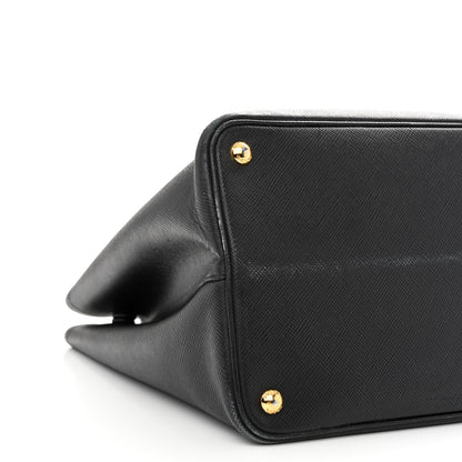 Prada Saffiano Cuir Medium Double Bag Black Fuoco 11 of 19