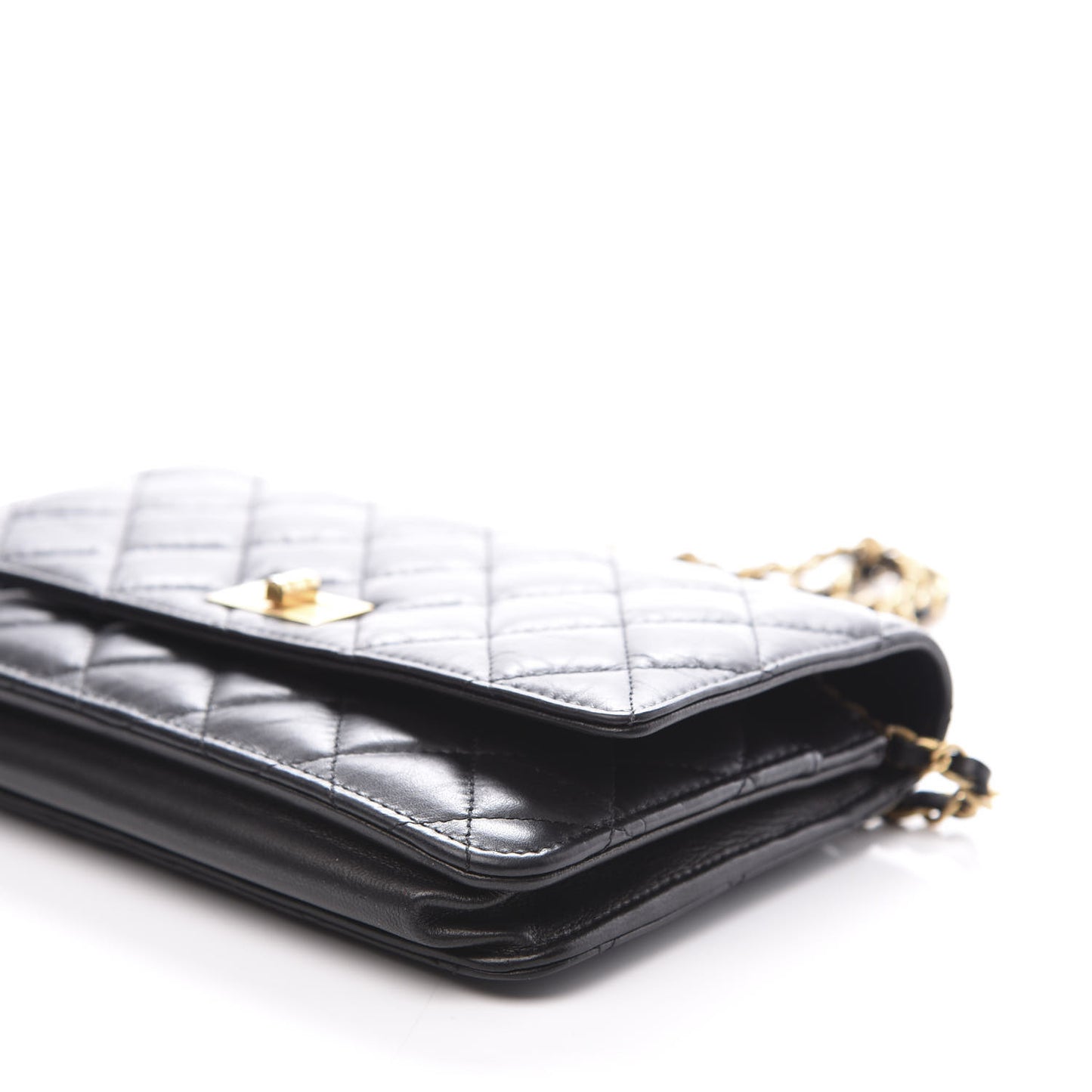 Aged Calfskin Quilted Reissue Wallet On Chain WOC Black