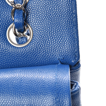 Chanel Caviar Chevron Quilted Medium Double Flap Blue 9 of 11