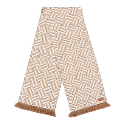 Hermes Cashmere Tile Weave Muffler Camel Ecru 3 of 5