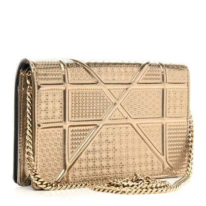 Christian Dior Metallic Patent Micro-Cannage Medium Diorama Flap Bag Gold 2 of 12