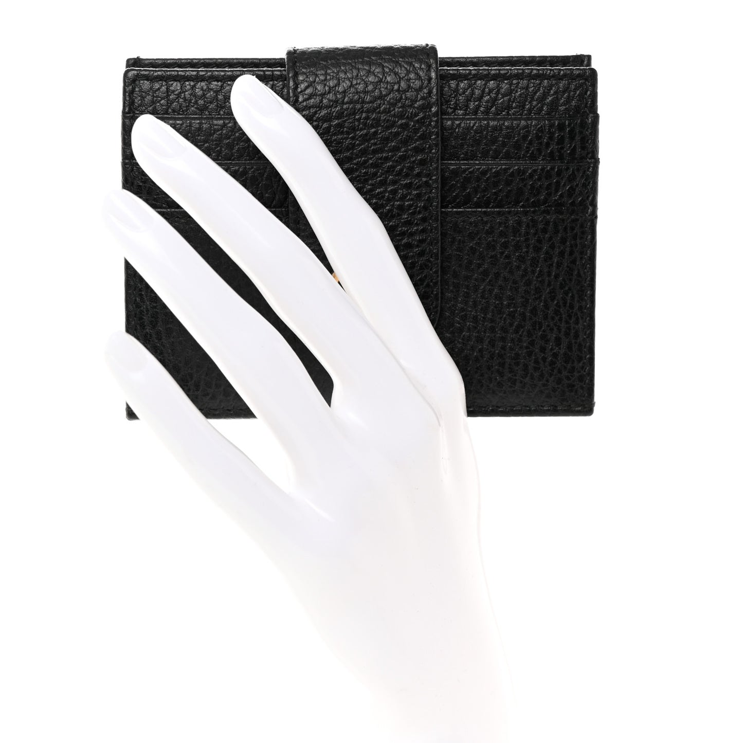 Pebbled Calfskin GG Marmont Card Case Black