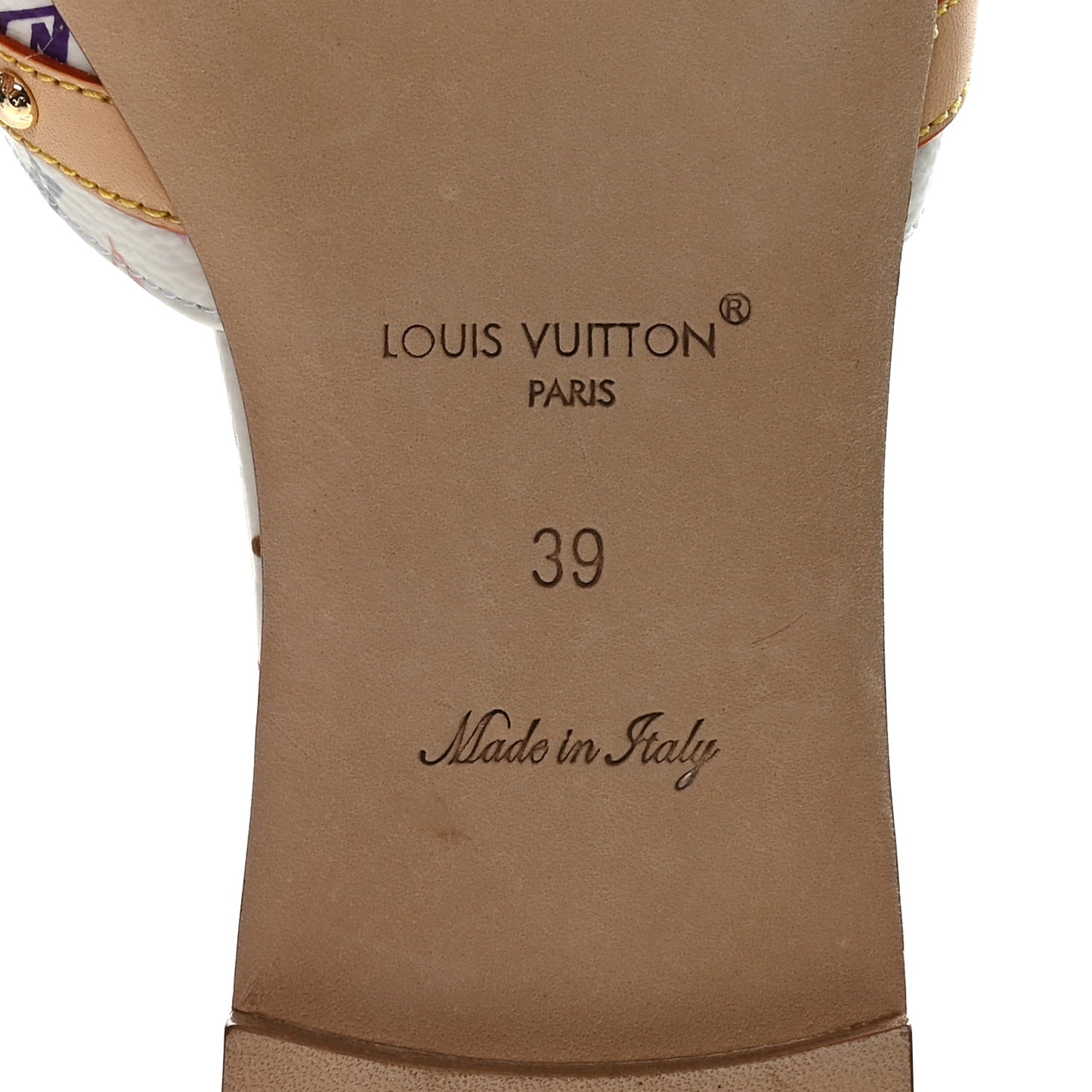 LV X TM Monogram Multicolor 6AM Flat Mule Sandals 39 White Multicolor