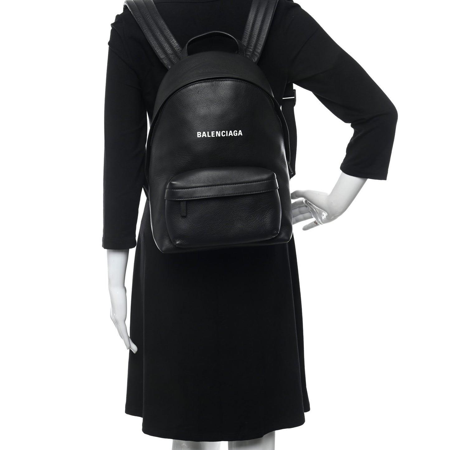 Smooth Calfskin Logo Small Everyday Backpack Black White