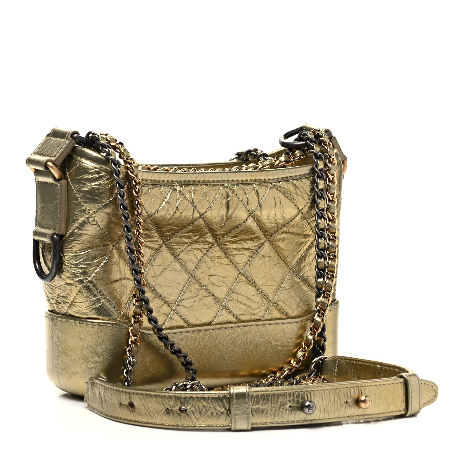 Chanel Metallic Aged Calfskin Quilted Small Gabrielle Hobo Gold 4 of 10