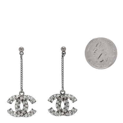 Chanel Baguette Crystal CC Drop Earrings Silver 2 of 5