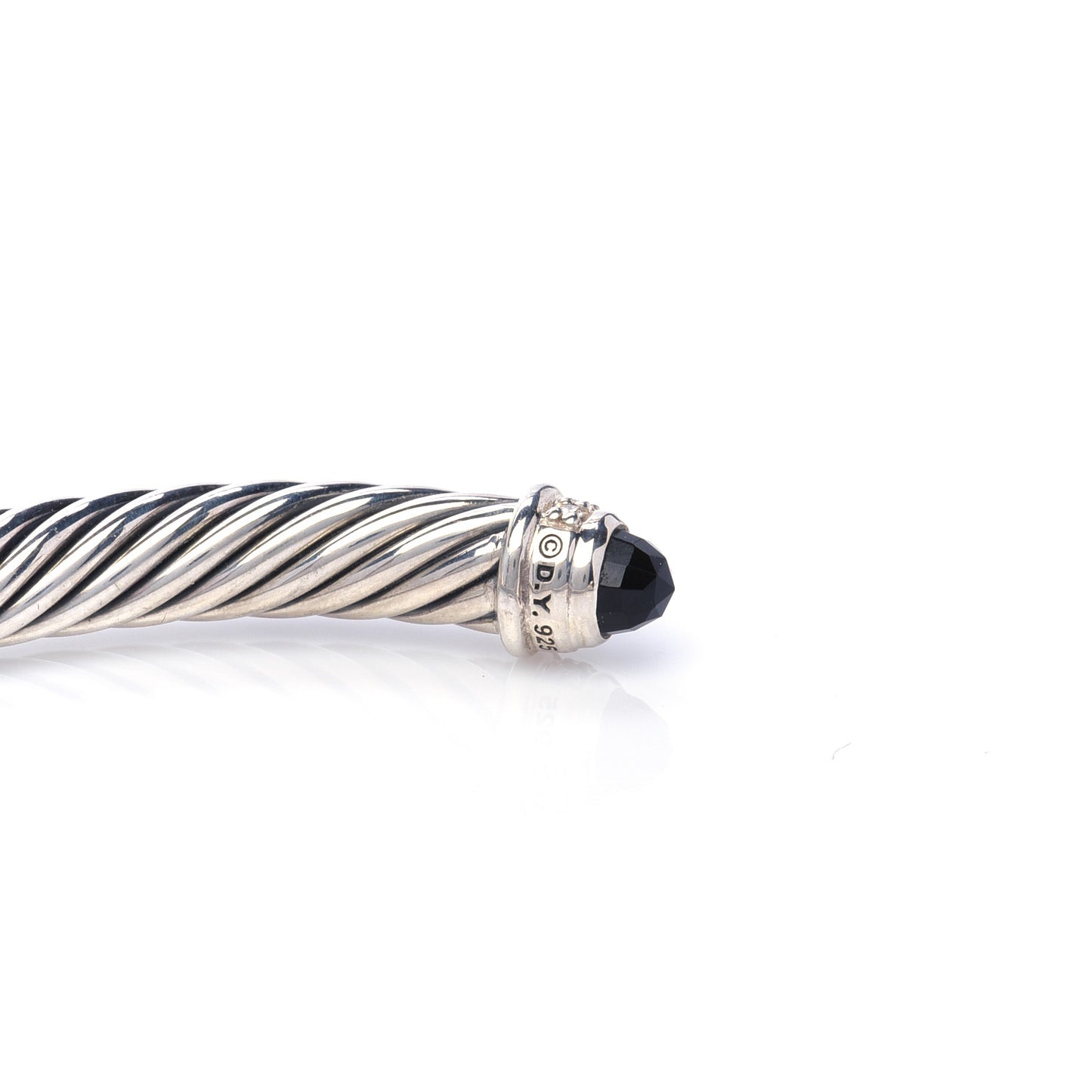 Sterling Silver Diamond Black Onyx 5mm Cable Classics Bracelet