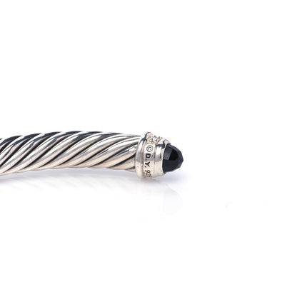 David Yurman Sterling Silver Diamond Black Onyx 5mm Cable Classics Bracelet 4 of 5