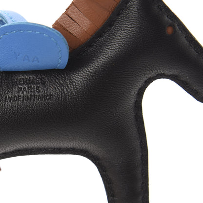 Hermes Milo Lambskin Grigri Rodeo Horse Bag Charm PM Black Gold Bleu Zanzibar 3 of 5