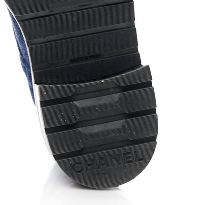 Chanel Denim Calfskin Quilted Lace Up Combat Boots 36.5 Blue 6 of 8