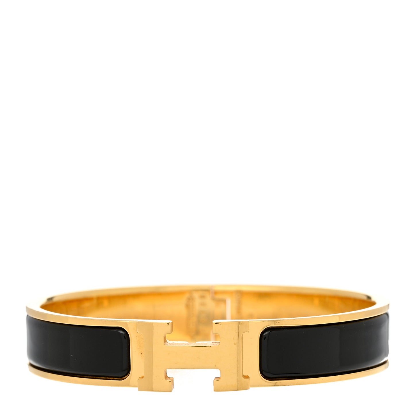 Enamel Narrow Clic Clac H Bracelet PM Black