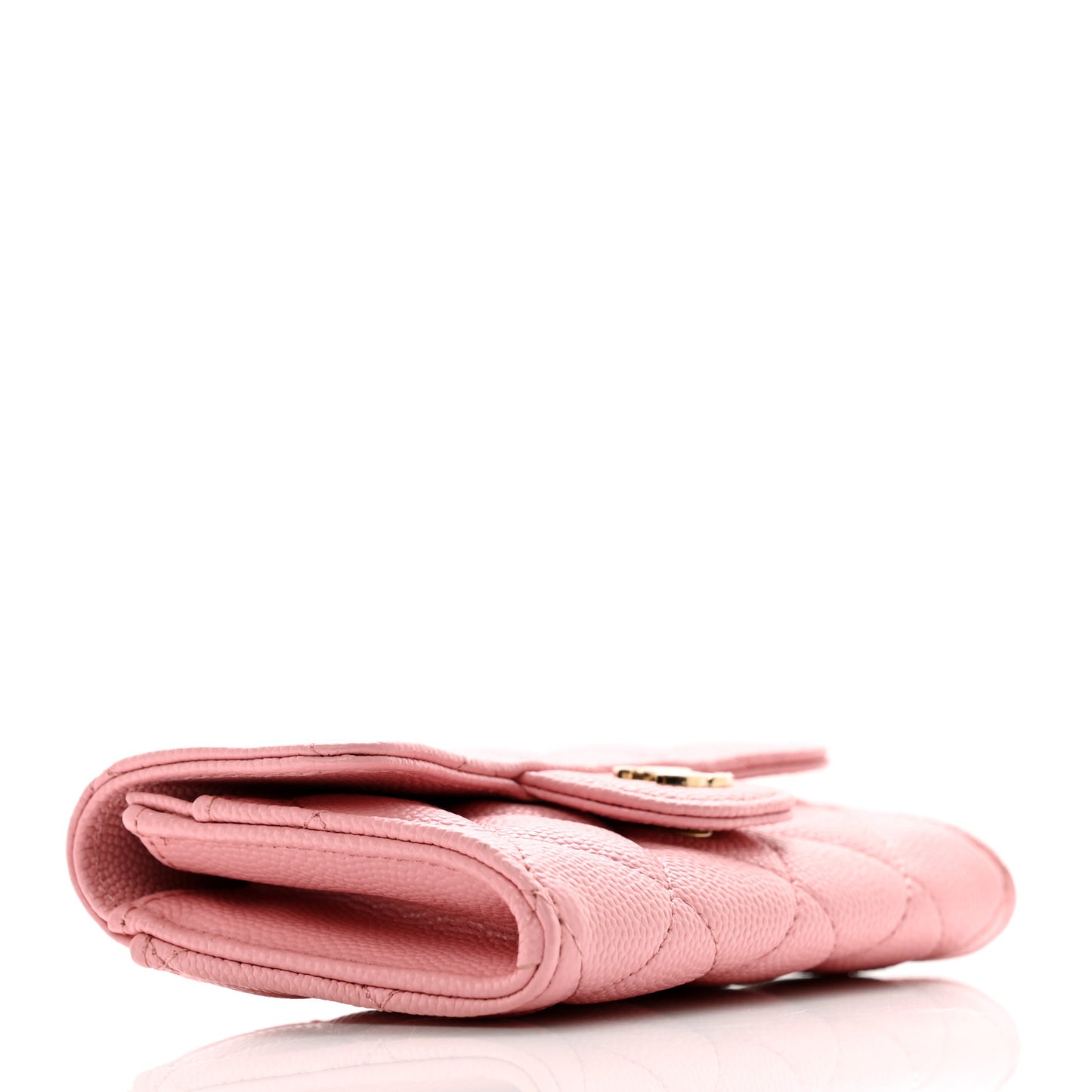 Caviar Quilted Flap Card Holder Wallet Light Pink