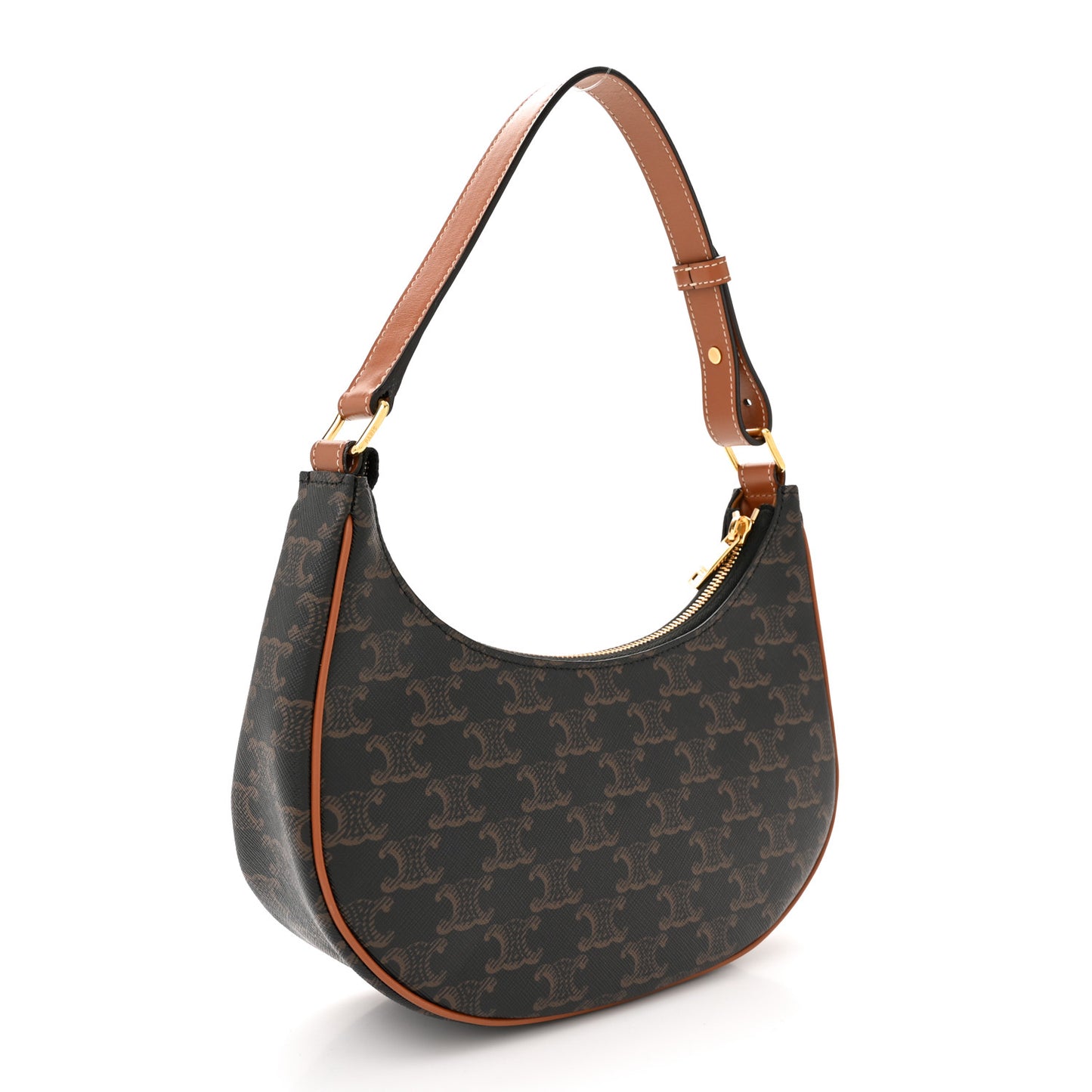 Triomphe Canvas Calfskin Ava Shoulder Bag Tan