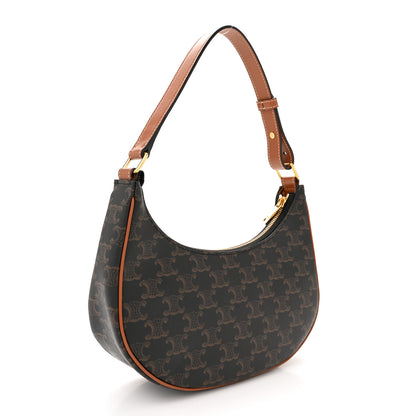 Celine Triomphe Canvas Calfskin Ava Shoulder Bag Tan 3 of 11