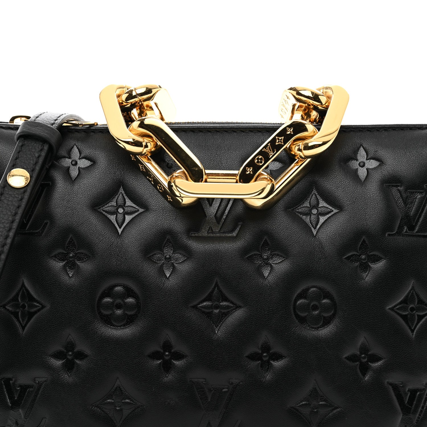 Louis Vuitton Lambskin Embossed Monogram Coussin BB Black 5 of 9