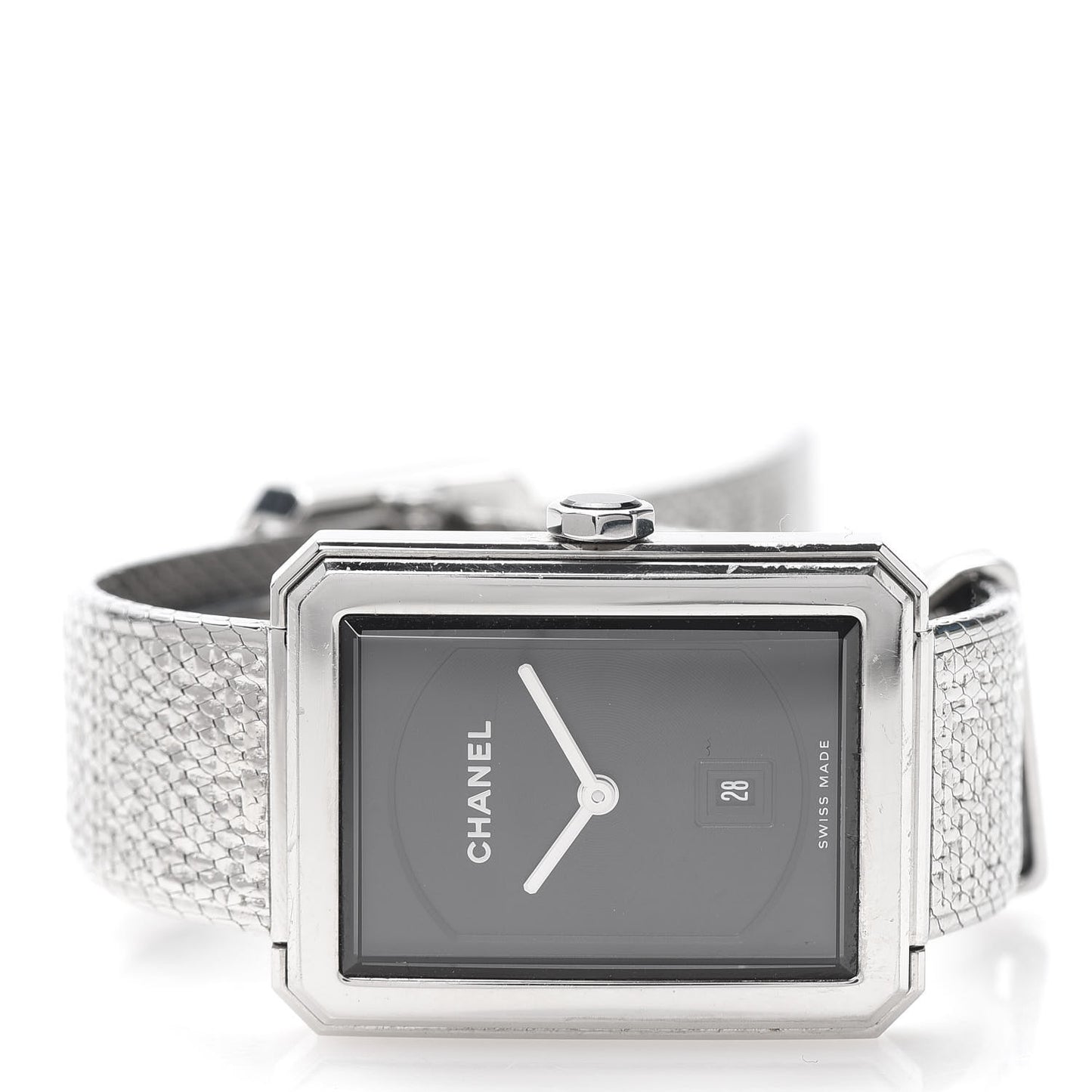 Stainless Steel 26mm Boy-friend Tweed Quartz Watch Black