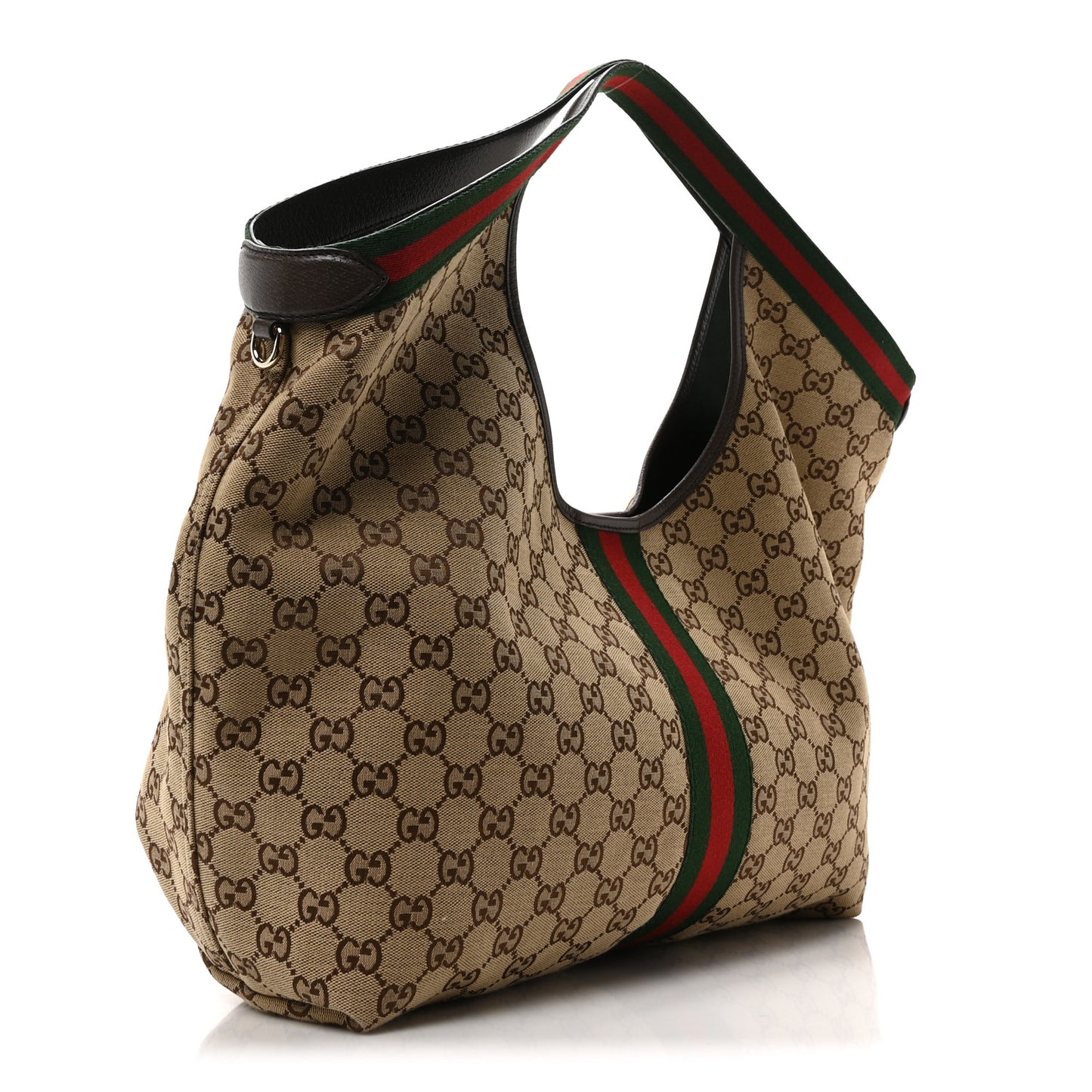 GG Monogram Web Large Giglio Tote Beige Brown
