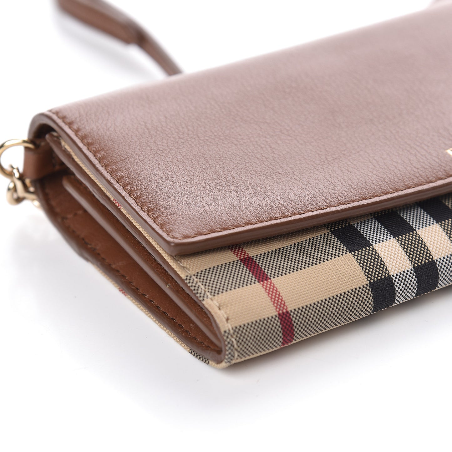 Calfskin Horseferry Check Henley Wallet On Chain Tan