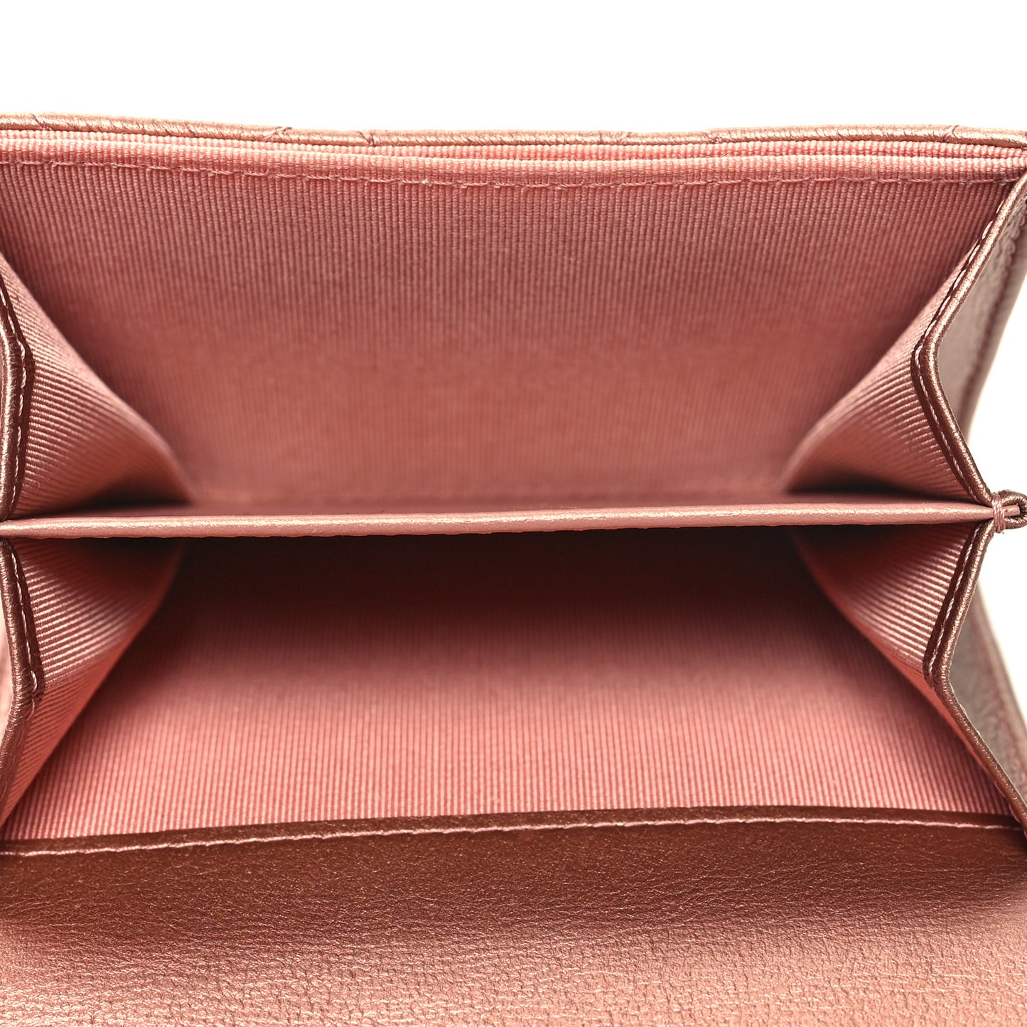 Metallic Calfskin Quilted Reissue Flap Card Holder Wallet Copper Pink
