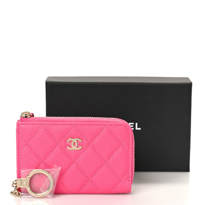 Chanel Caviar Quilted Zipped Key Holder Case Pink 10 of 10