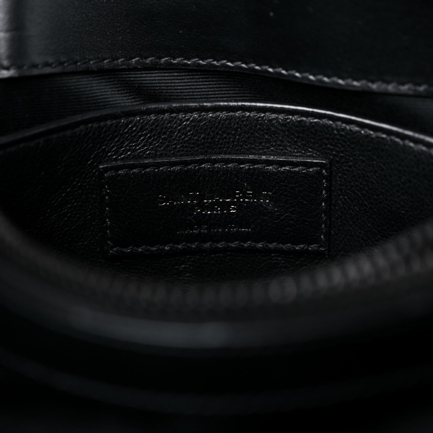 Calfskin Y Quilted Monogram Monochrome Small Loulou Chain Satchel Black
