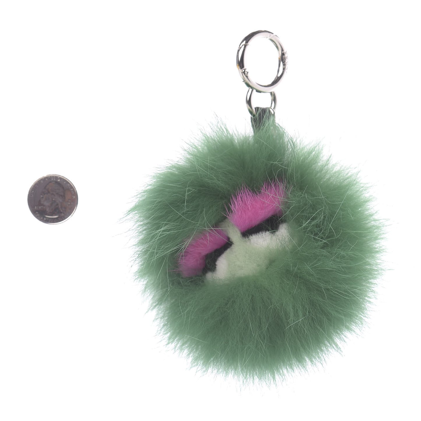 Fox Mink Rabbit Fur Vitello Dolce Minty Mini Monster Bag Bug Charm Jade Multicolor